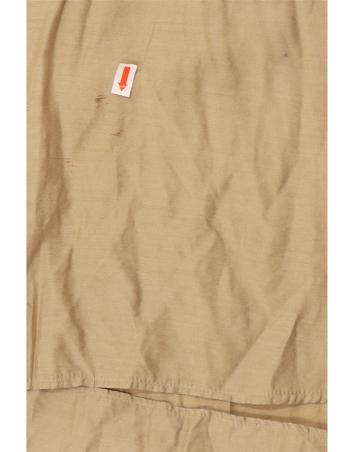 Vintage hombres manga corta pullover camisa grande algodón beige