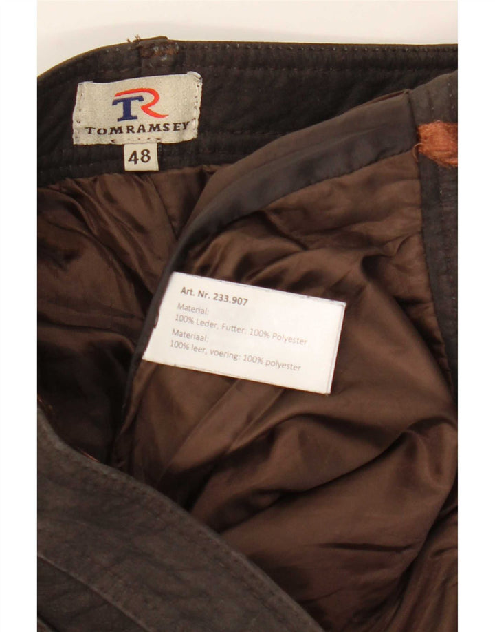 Tom Ramsey Pantalones de cuero delgados para hombre EU 48 Medium W32 L29 Cuero marrón