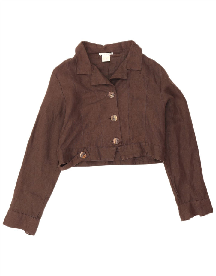 Sarah Pacini Chaqueta bomber de gran tamaño para mujer US 2 XS Marrón Lino