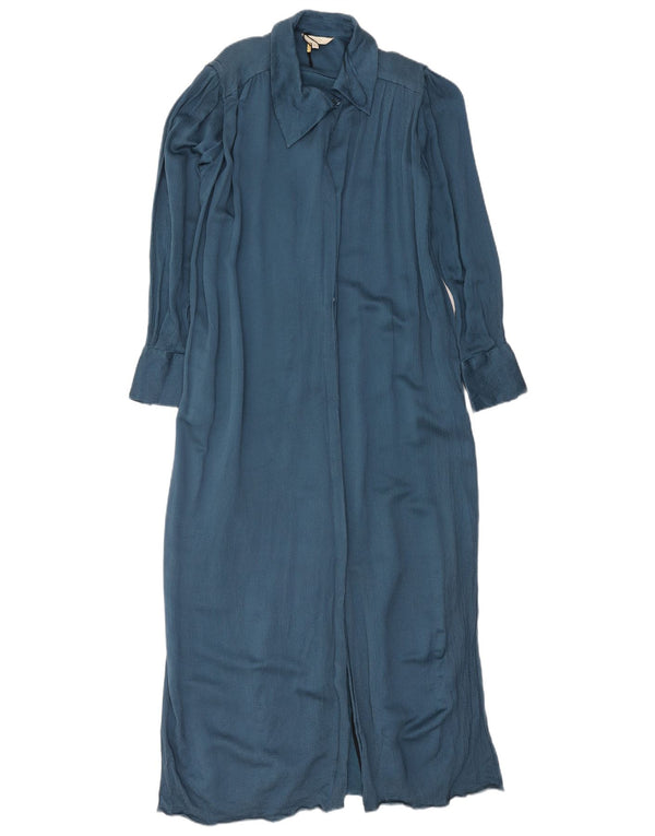 Massimo Dutti Maxi Vestido Camisero Mujer EU 38 Medio Azul Marino Viscosa