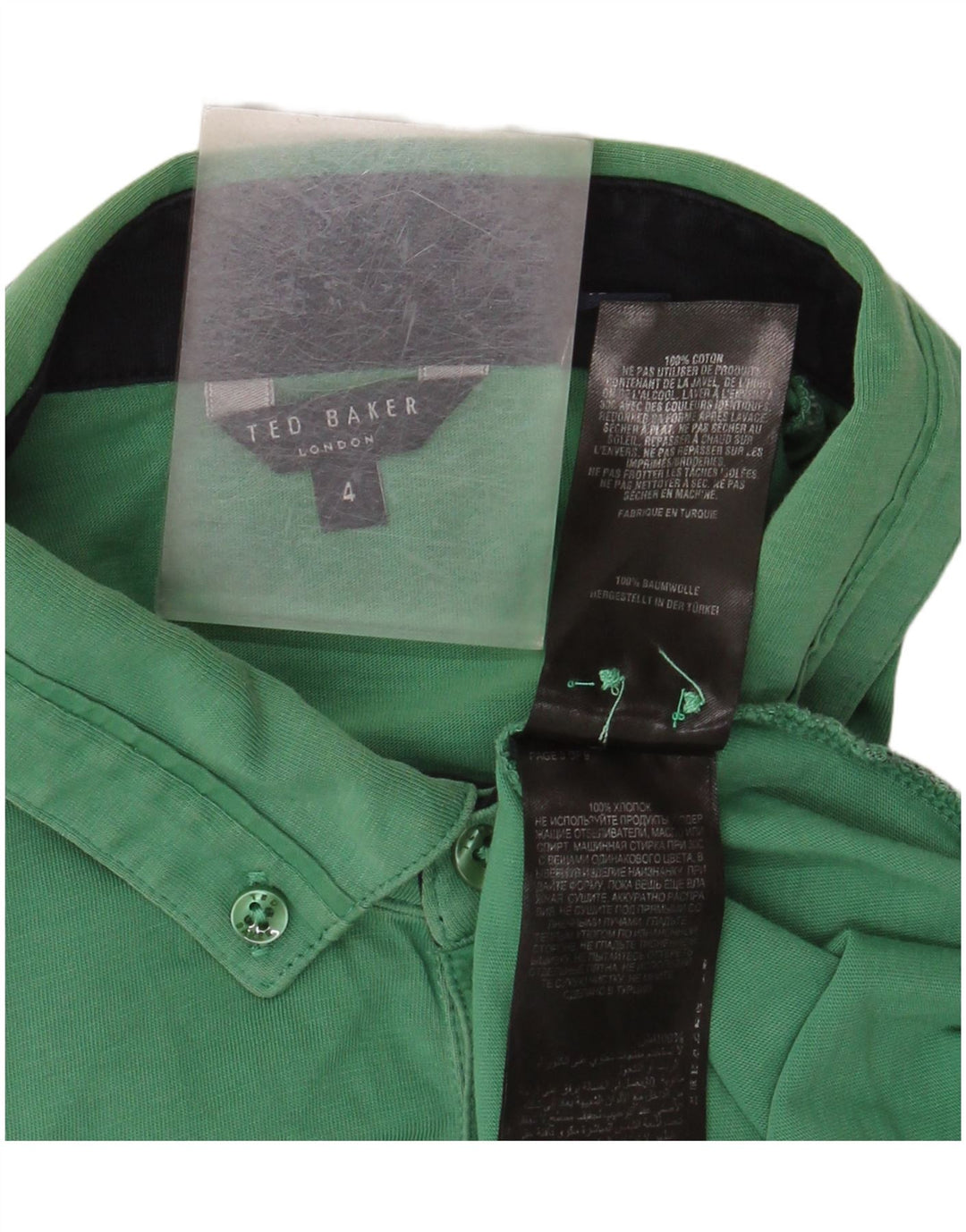 Ted Baker Polo para hombre talla 4 grande algodón verde