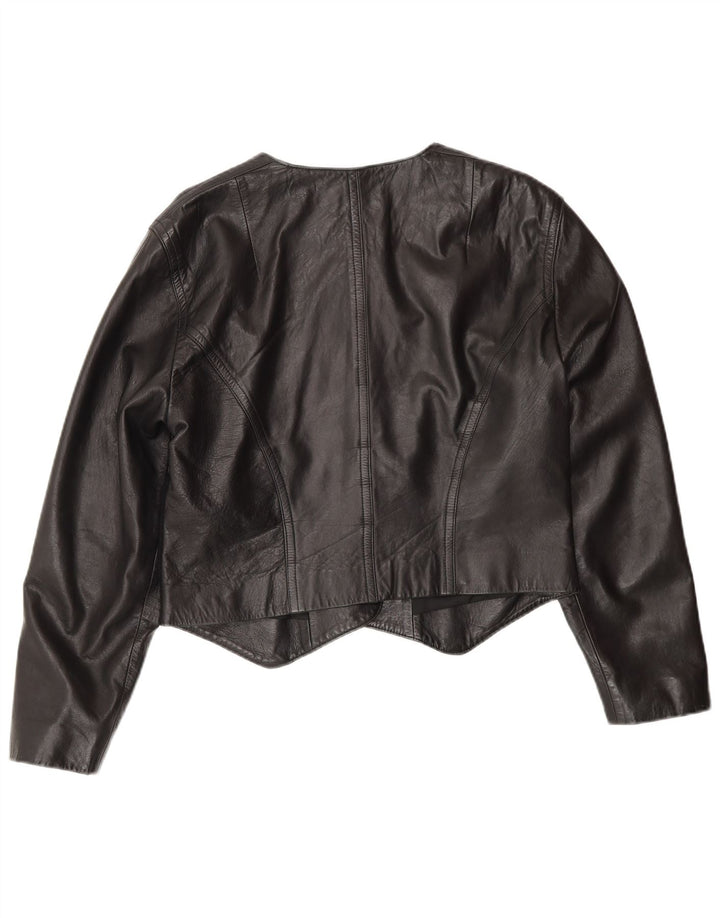 BOGNER Chaqueta de cuero corta para mujer UK 44 Mediana Negro