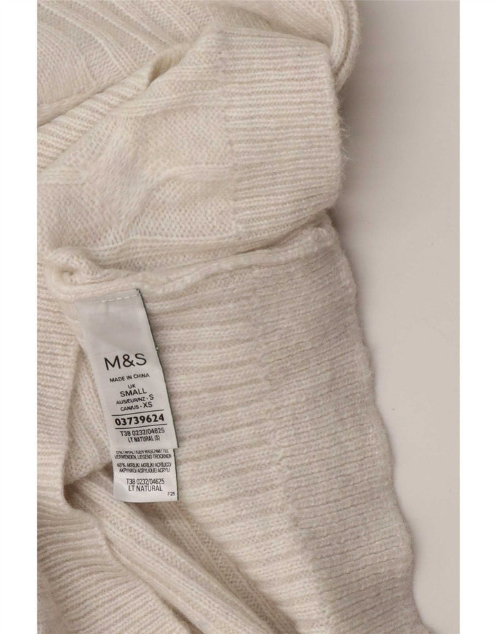 Marks & Spencer Jersey extragrande con cuello barco para mujer, talla S, color blanco