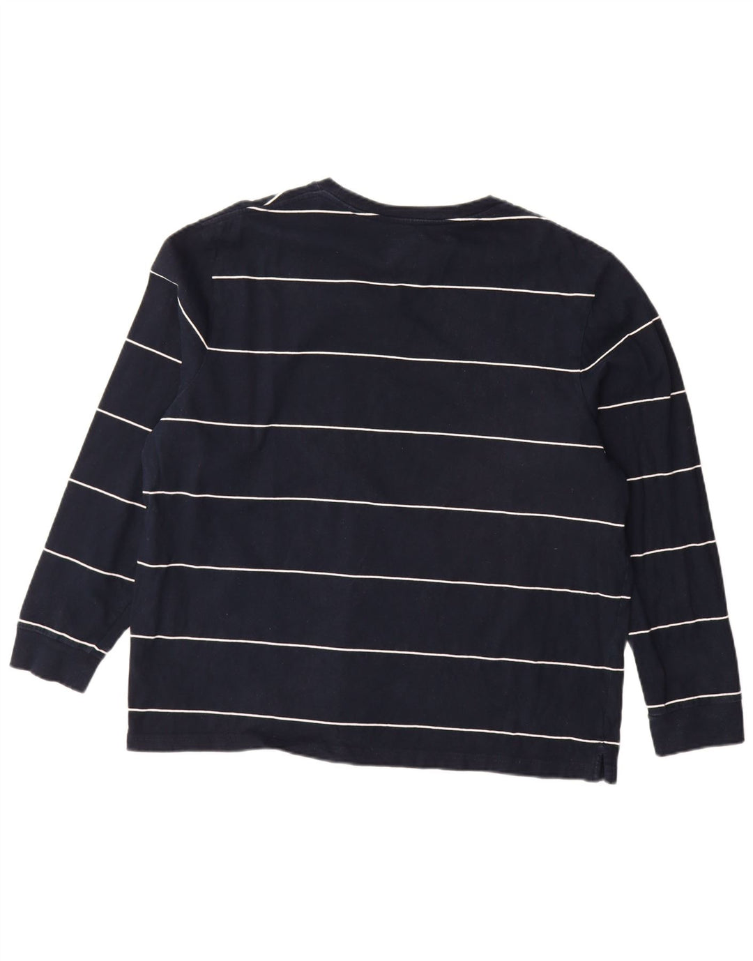 MARKS & SPENCER Camiseta de manga larga para hombre 2XL Algodón a rayas azul marino