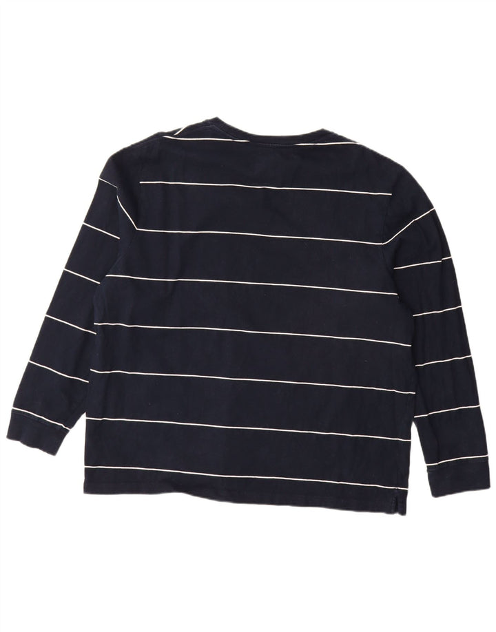 MARKS & SPENCER Camiseta de manga larga para hombre 2XL Algodón a rayas azul marino