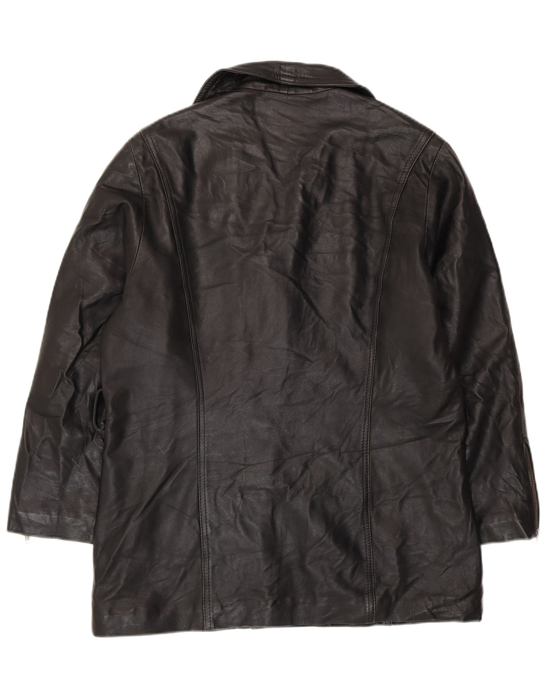 VINTAGE Chaqueta de cuero de gran tamaño para mujer Reino Unido 10 Pequeño Negro