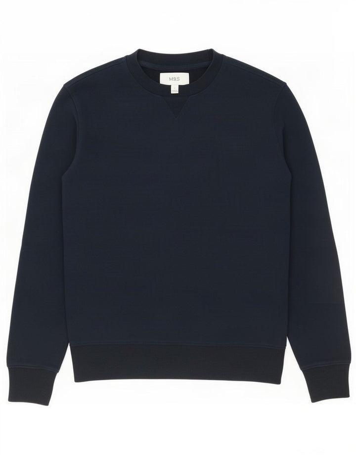 Marks & Spencer Hombre Sudadera Jumper Small Azul Marino Algodón