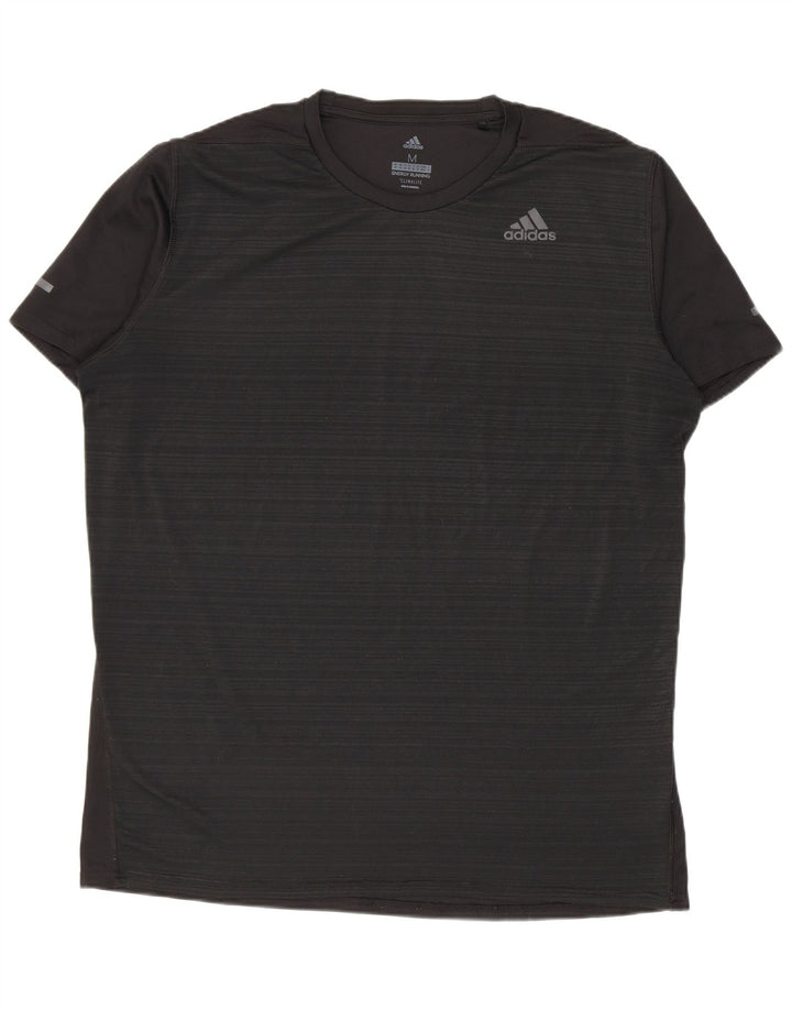 Camiseta ADIDAS Climalite para hombre Top mediano negro a rayas