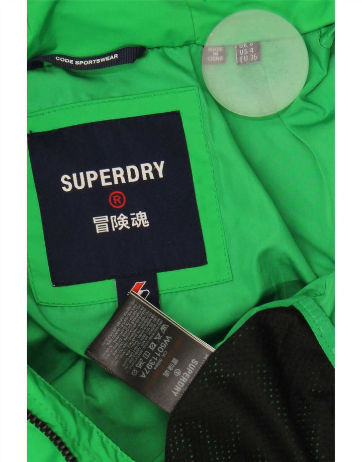 Superdry Mujer Chaqueta Acolchada Con Capucha UK 8 Small Verde Poliéster