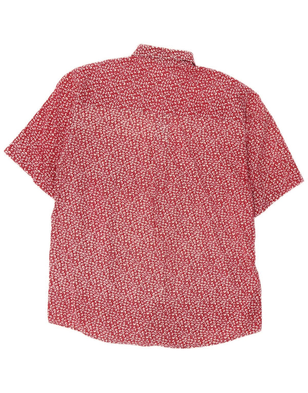 Vintage mujer manga corta camisa tamaño 38 medio rojo floral algodón