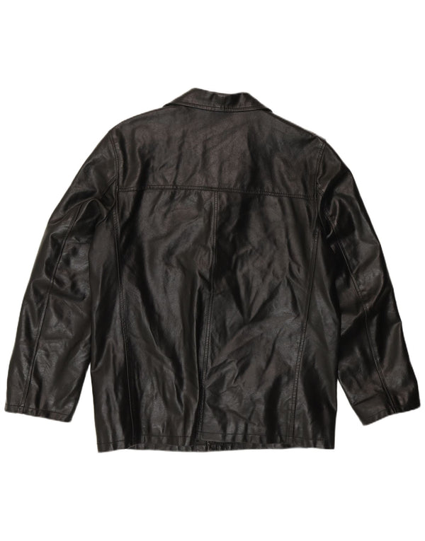 Vintage chaqueta de cuero para hombre Reino Unido 38 cuero negro medio
