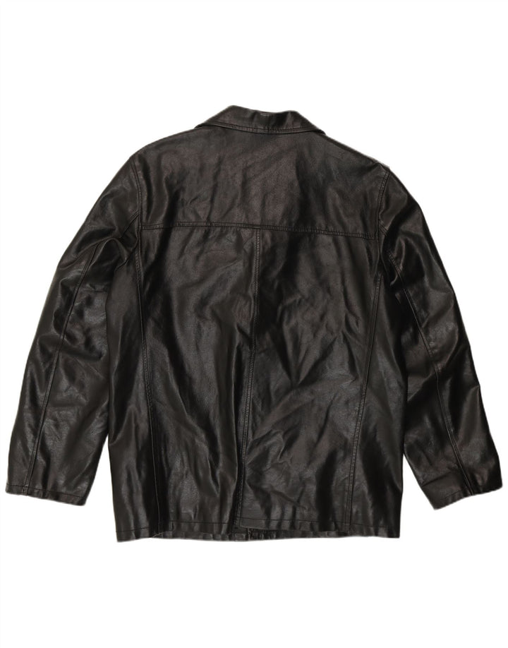 Vintage chaqueta de cuero para hombre Reino Unido 38 cuero negro medio