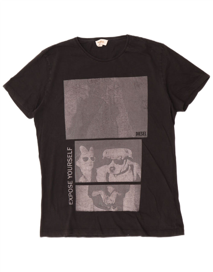 Diesel Hombre Camiseta Gráfica Top XL Negro
