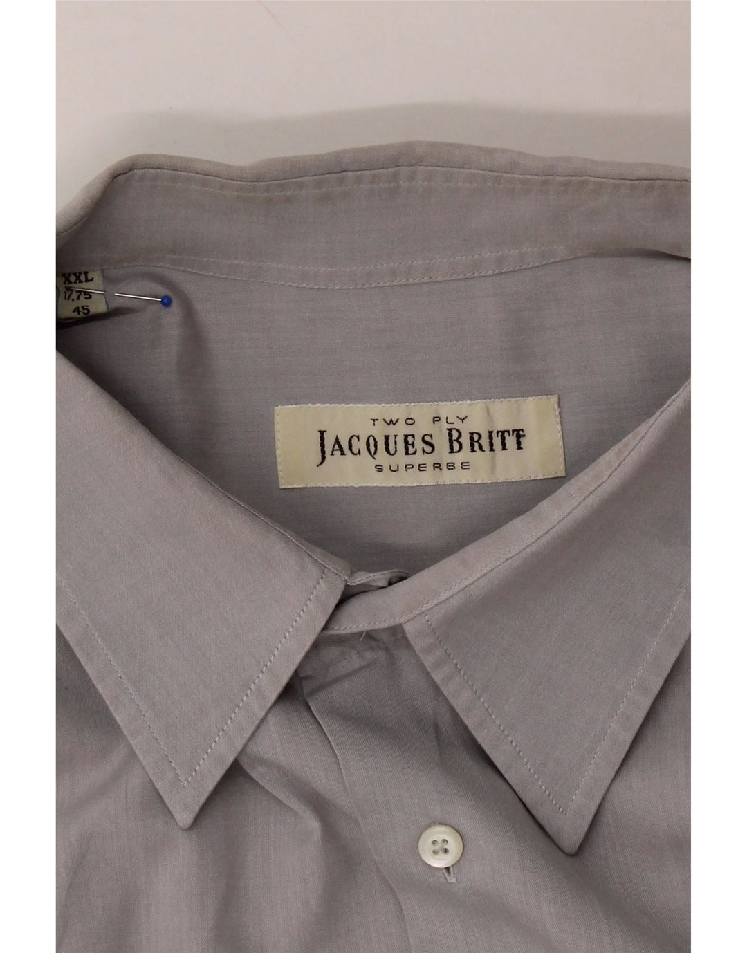 JACQUES BRITT Mens Shirt 2XL Grey Vintage Jacques Britt and Second-Hand Jacques Britt from Messina Hembry 