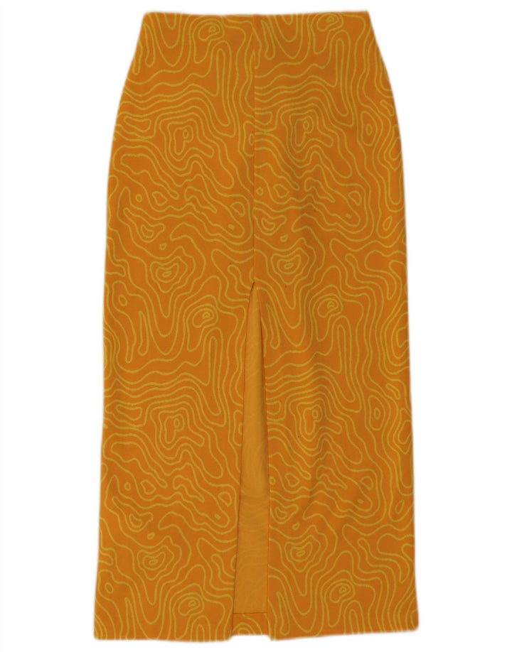 Zara Mujer Falda Midi XS W26 Poliéster Geométrico Amarillo