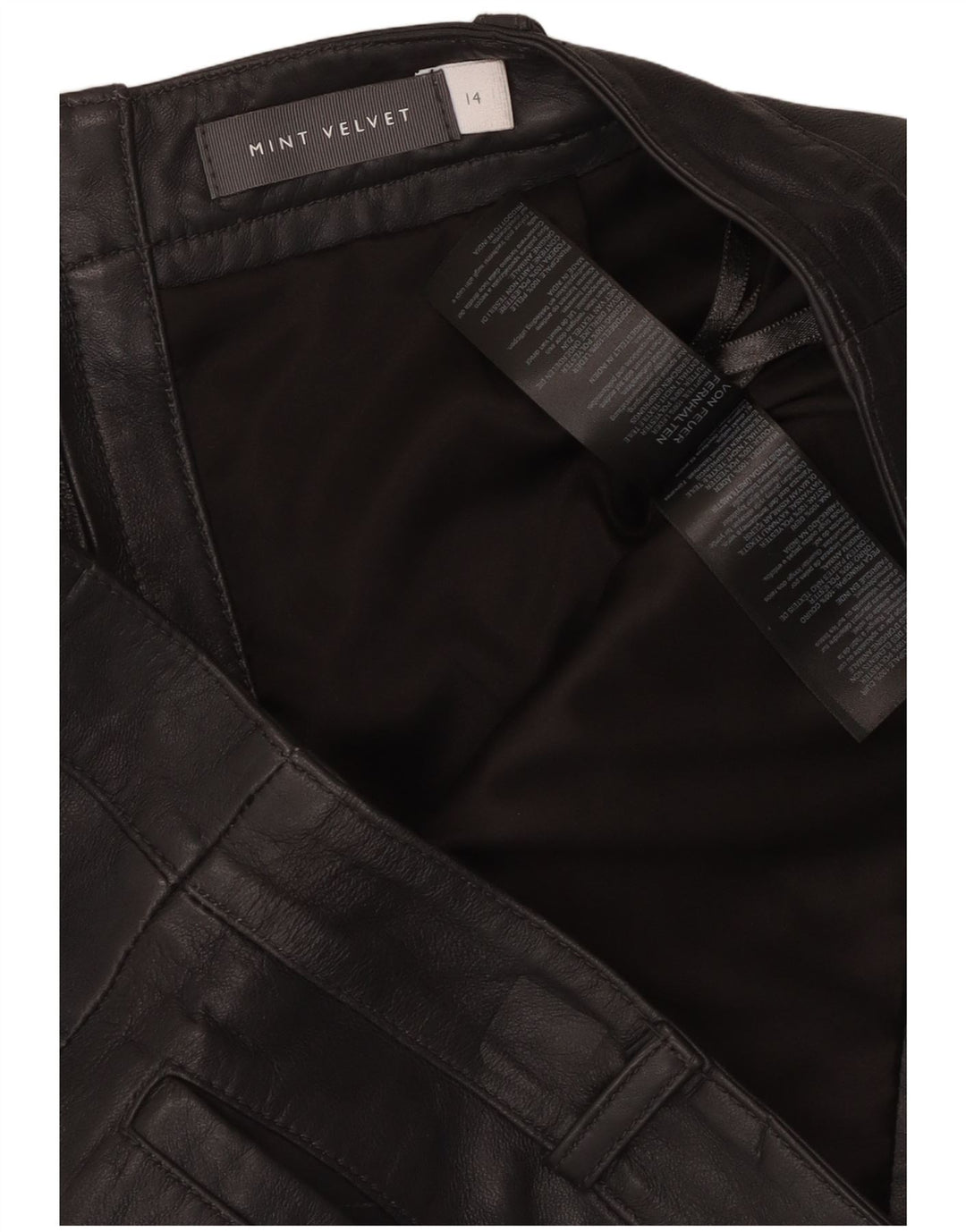 MINT VELVET Falda de cuero para mujer UK 40 Grande W34 Cuero negro