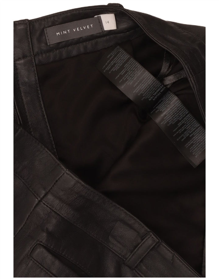 MINT VELVET Falda de cuero para mujer UK 40 Grande W34 Cuero negro