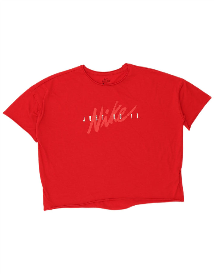 Nike Camiseta Dri Fit Crop extragrande con gráfico para mujer, talla 40, talla M, color rojo
