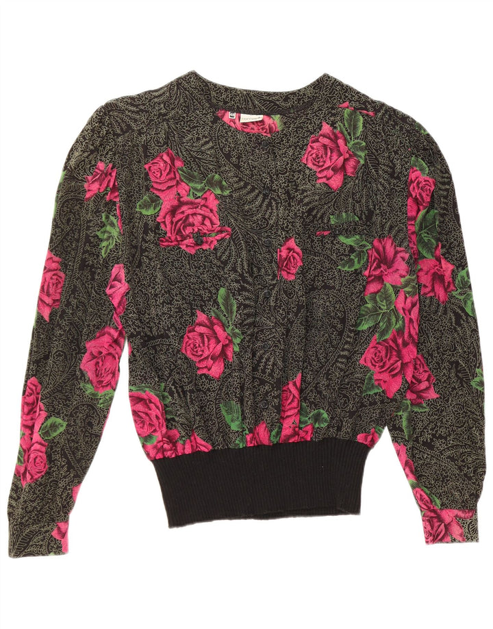 FERRETTI Blusa de manga larga para mujer IT 48 XL Seda floral negra