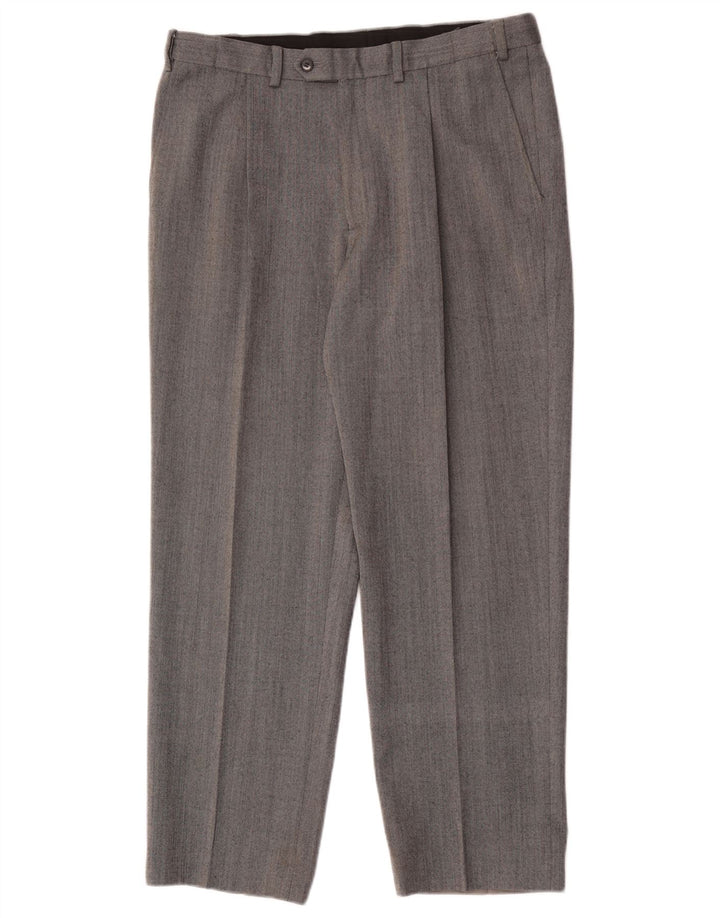 Marks & Spencer Pantalón de traje recto para hombre W34 L29 Lana gris