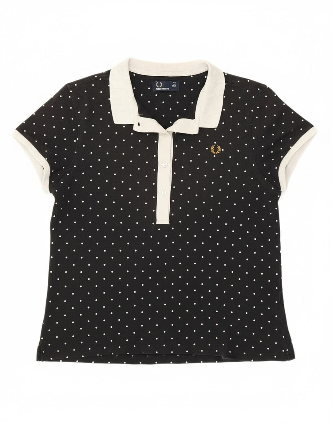 Fred Perry Polo para mujer UK 44 Grande Algodón con lunares negros