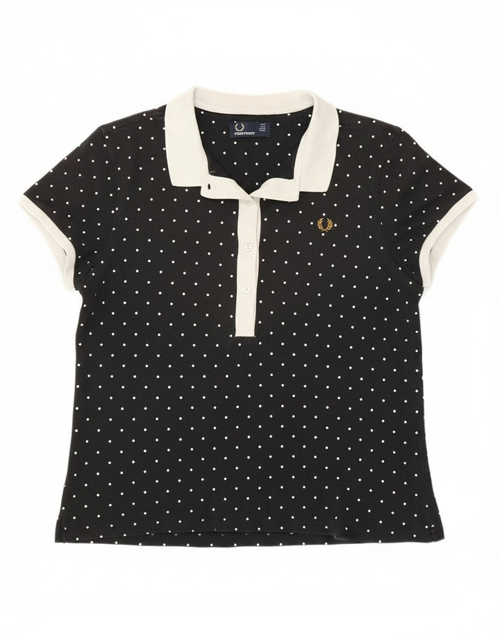 Fred Perry Polo para mujer UK 44 Grande Algodón con lunares negros
