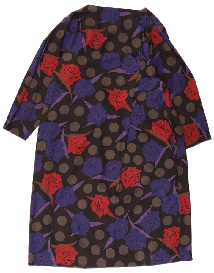 Vintage mujer manga larga tienda vestido IT 44 medio multicolor floral