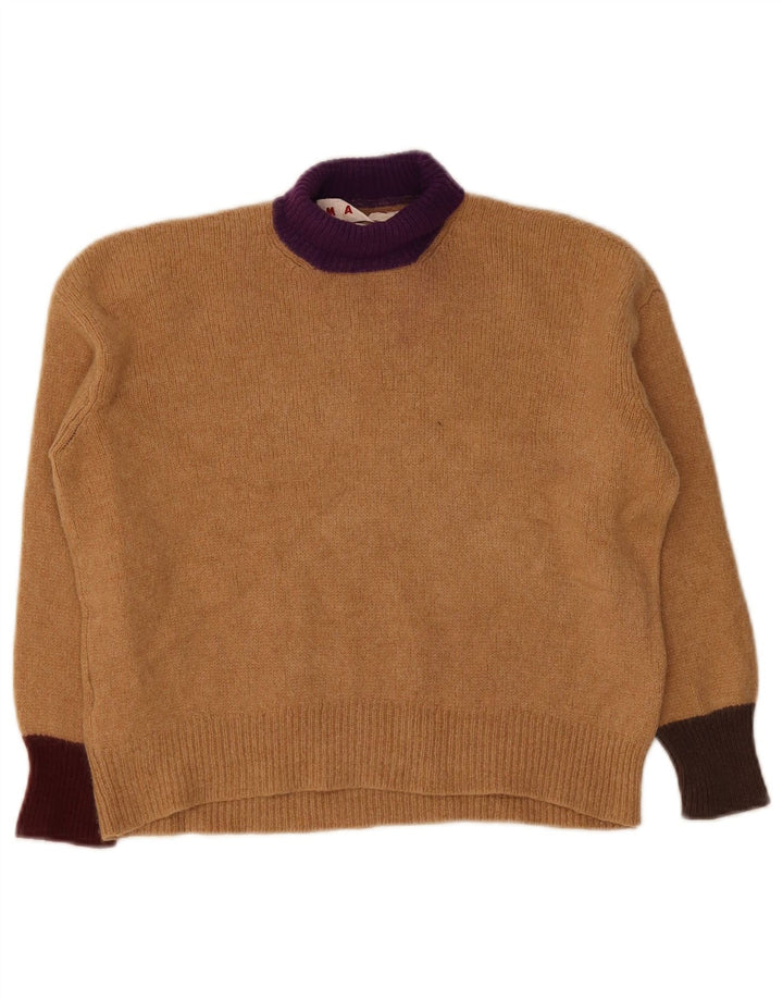 Marni Mujer Crop Roll Neck Jumper Sweater IT 40 Small Marrón Colorblock