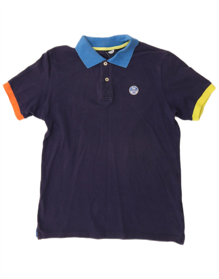 Polo North Sails para hombre con bloques de color azul marino pequeño