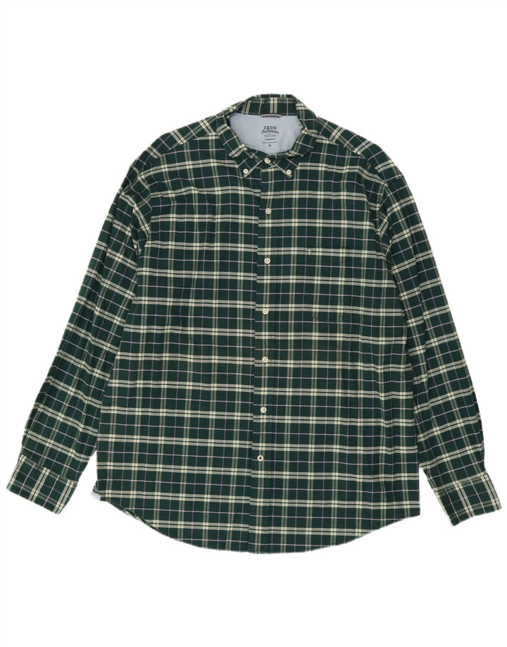Izod Camisa Stretch Hombre XL Algodón Cuadros Verdes