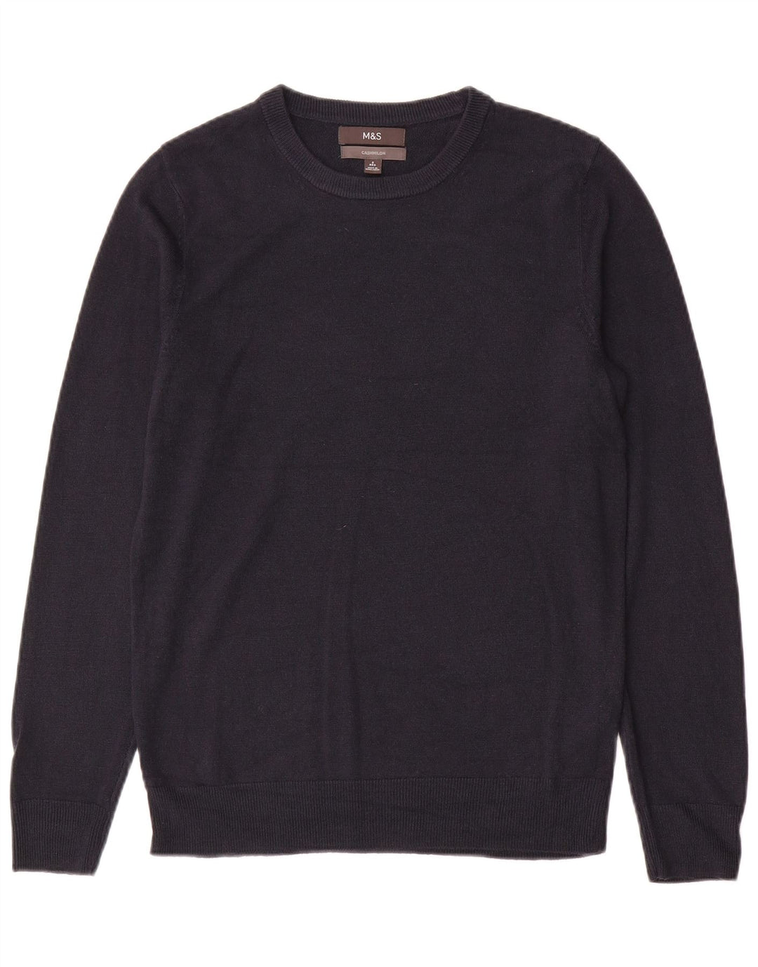 Marks & Spencer - Jersey de cuello redondo para hombre, talla pequeña, cachemira azul marino
