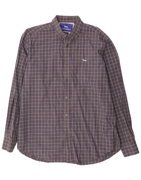 Harmont & Blaine Camisa de corte regular para hombre 2XL Algodón a cuadros gris