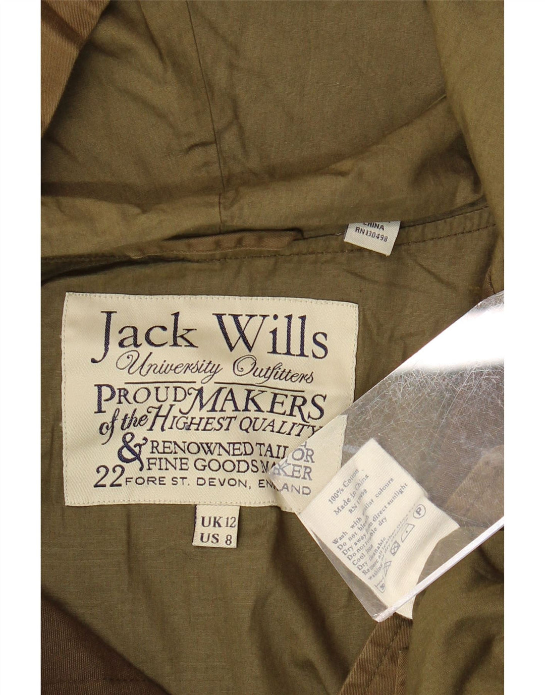 JACK WILLS Abrigo cortavientos con capucha de gran tamaño para mujer UK 12 Medium Khaki
