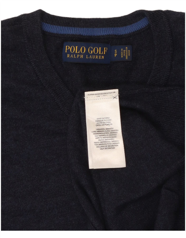 POLO RALPH LAUREN Suéter con cuello en V para hombre Pequeño Lana merino azul marino