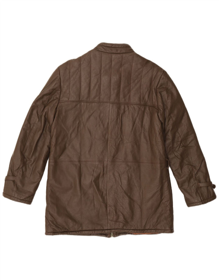 VINTAGE Chaqueta de cuero para hombre Reino Unido 38 Cuero marrón medio