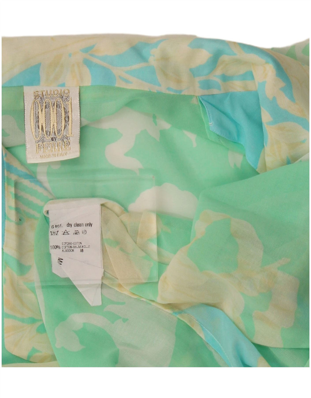 Ferre Blusa con patrón abstracto para mujer UK 44 Grande Algodón verde