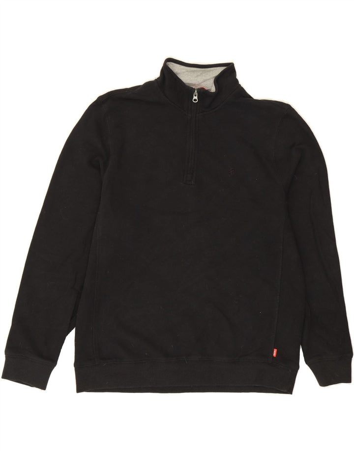 IZOD Mens Zip Neck Sweatshirt Jumper Medium Black Cotton Vintage Izod and Second-Hand Izod from Messina Hembry 
