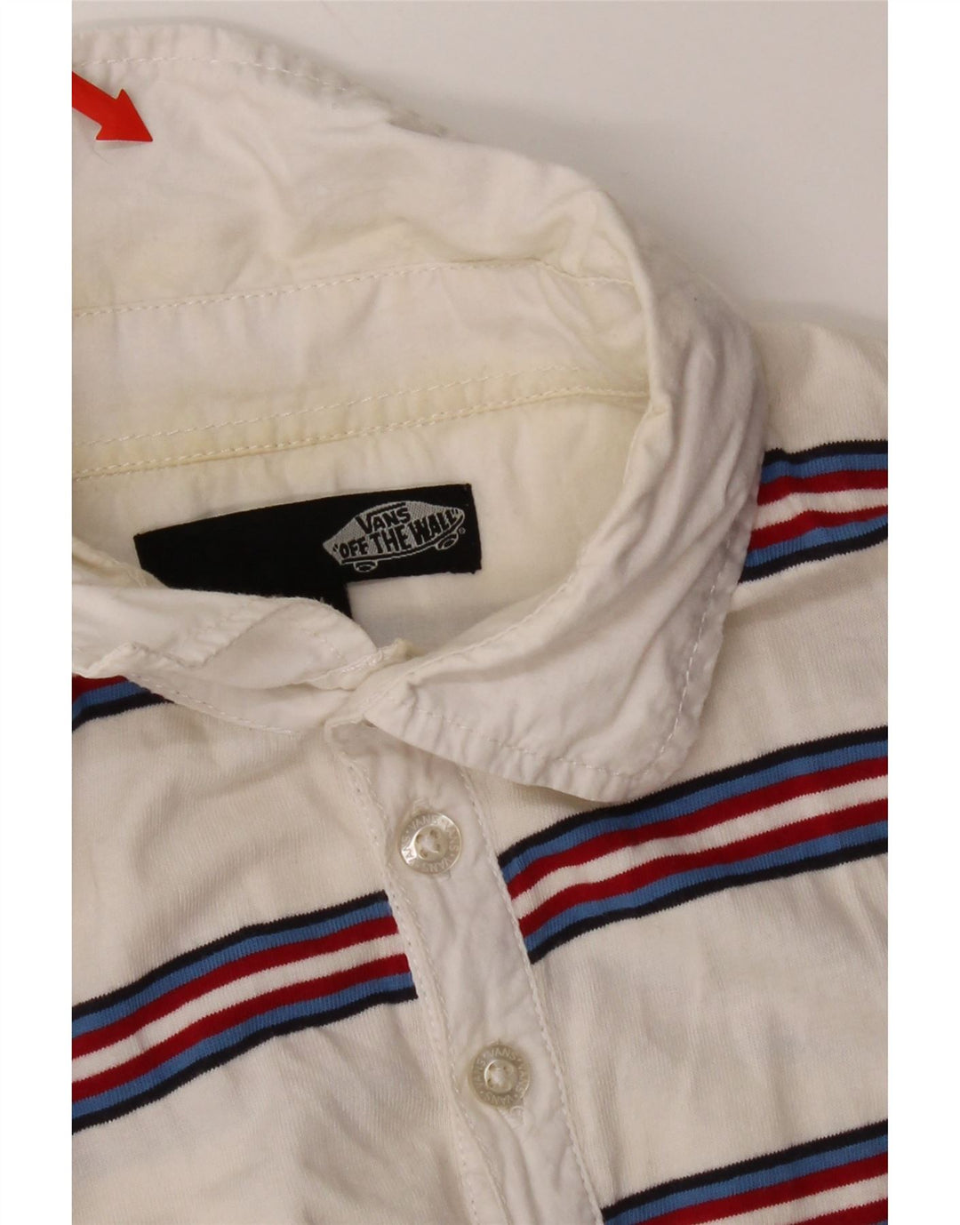 Polo Vans Hombre De Algodón A Rayas Blanco Mediano
