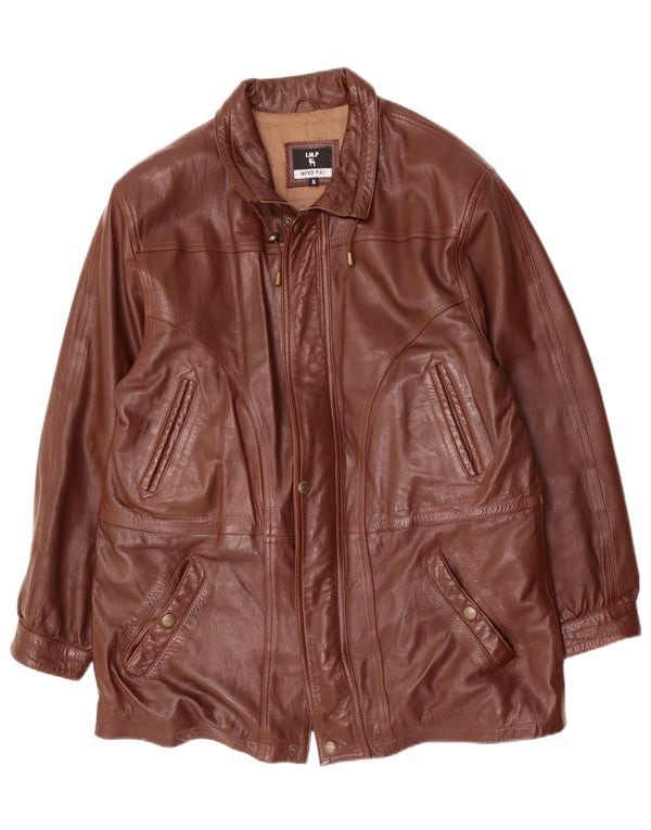 Vintage chaqueta de cuero para hombre Reino Unido 42 XL cuero marrón