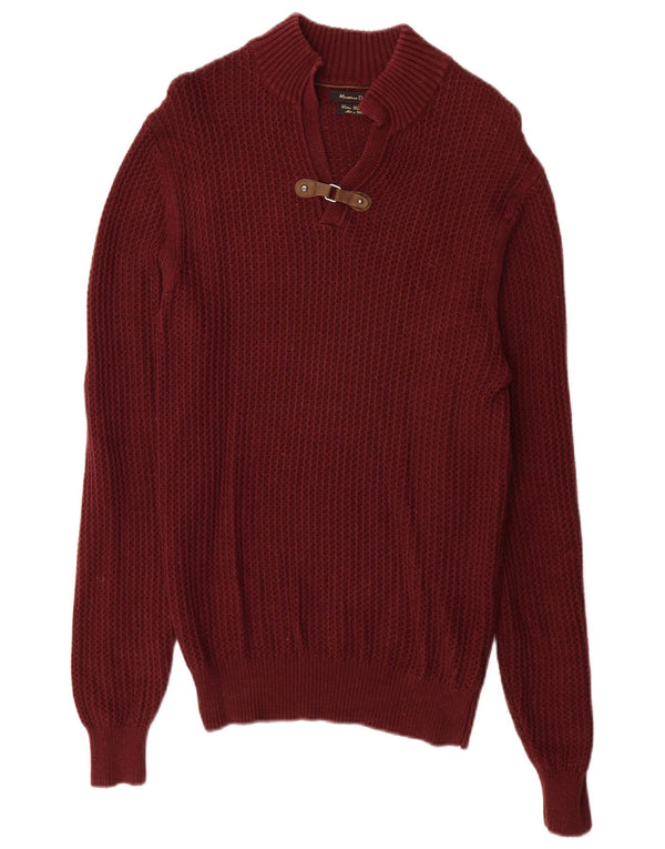Massimo Dutti Jersey Cuello Alto Hombre Small Burdeos Algodón