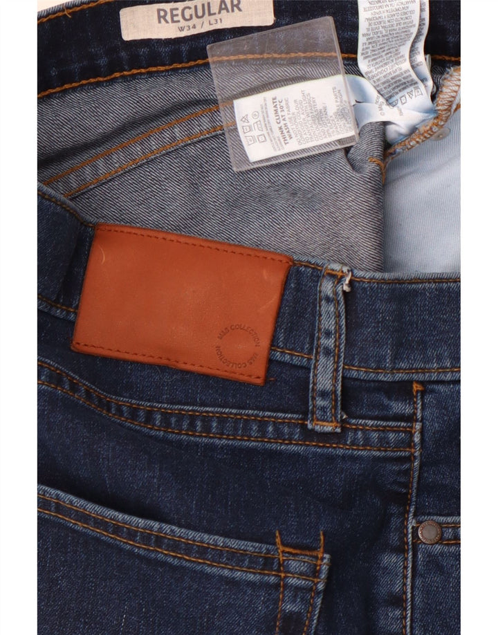 MARKS & SPENCER Vaqueros rectos regulares para hombre W34 L31 Algodón azul marino