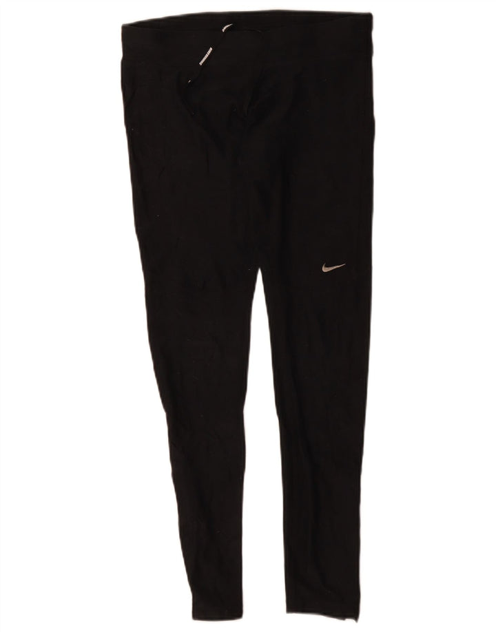 Nike Mujer Dri Fit Chándal Pantalones UK 10 Pequeño Poliéster Negro