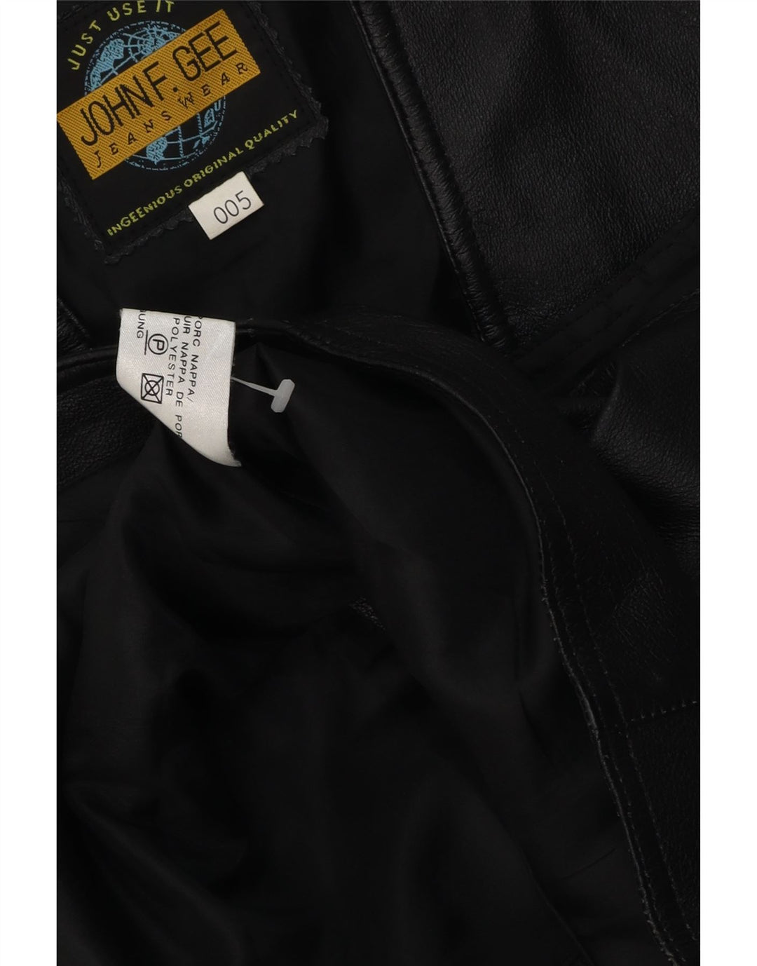 John F Gee Chaleco de cuero para hombre Cuero negro mediano