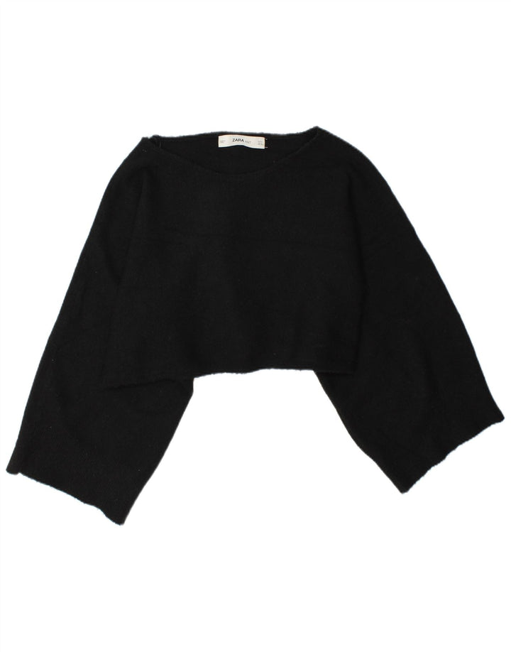 Zara Mujer Crop Oversize Top Manga Larga UK 44 Mediano Negro