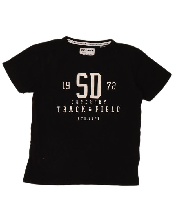 Superdry Mujer Camiseta Gráfica Top UK 40 Medium Negro Algodón