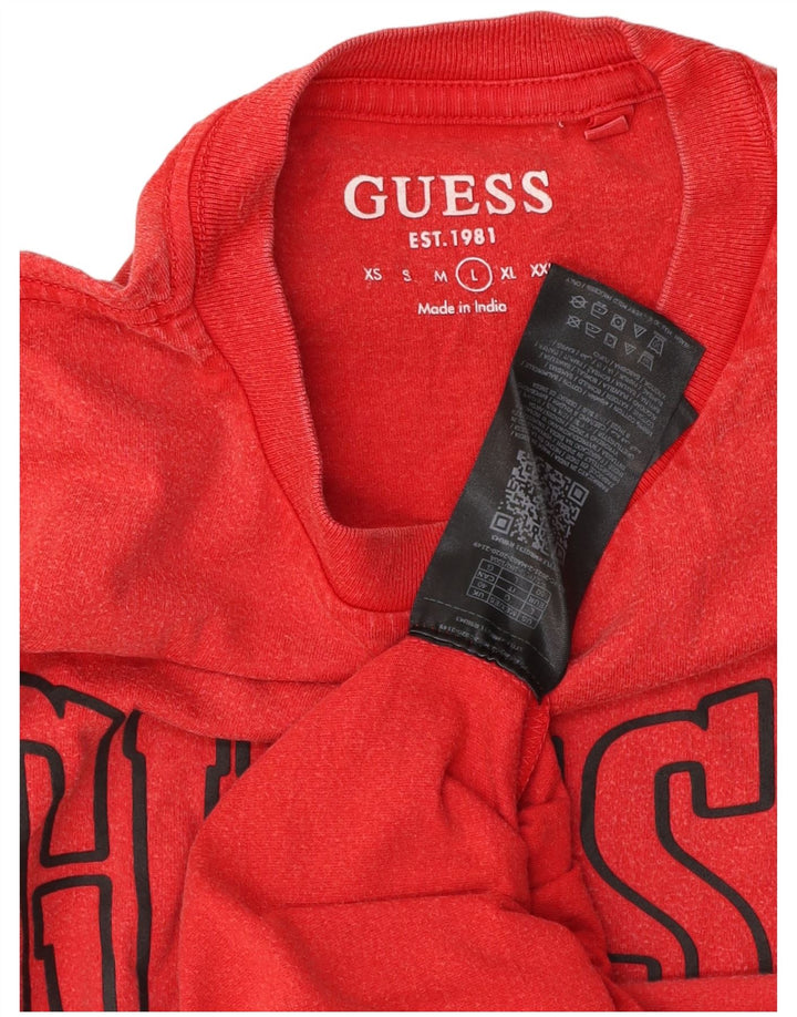 Guess Camiseta gráfica para hombre Top grande de algodón rojo