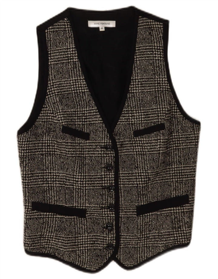 Chaleco de mujer Anne Fontaine EU 40 Lana de pata de gallo gris medio