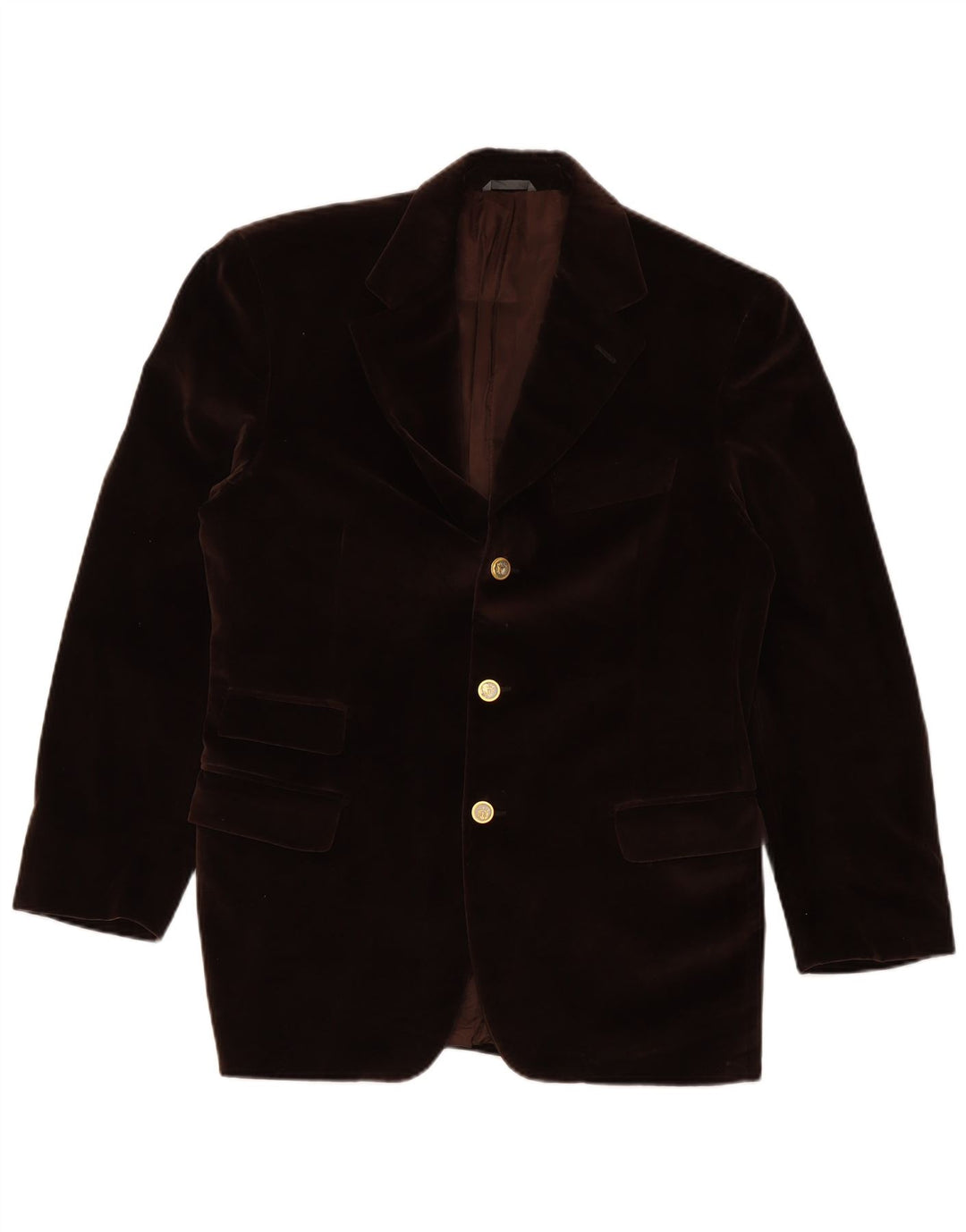 ETHIMO Chaqueta tipo blazer de terciopelo con 3 botones para hombre IT 50 Large Brown Cotton