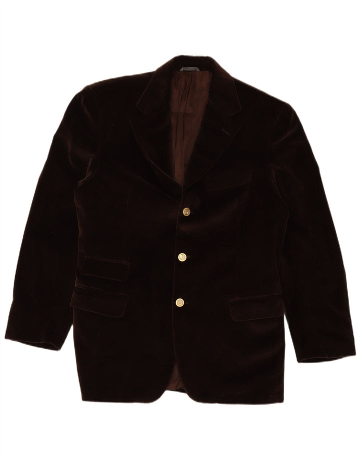 ETHIMO Chaqueta tipo blazer de terciopelo con 3 botones para hombre IT 50 Large Brown Cotton