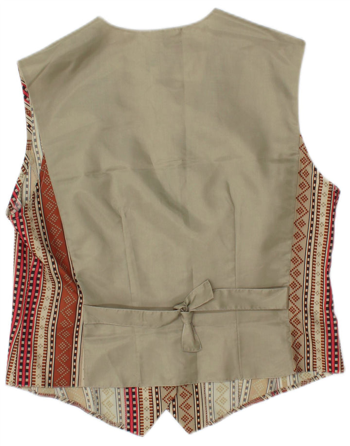 Vintage mujer chaleco Reino Unido 14 medio multicolor poliéster geométrico